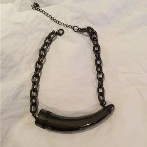 Vintage metal & chrome Saber tooth necklace